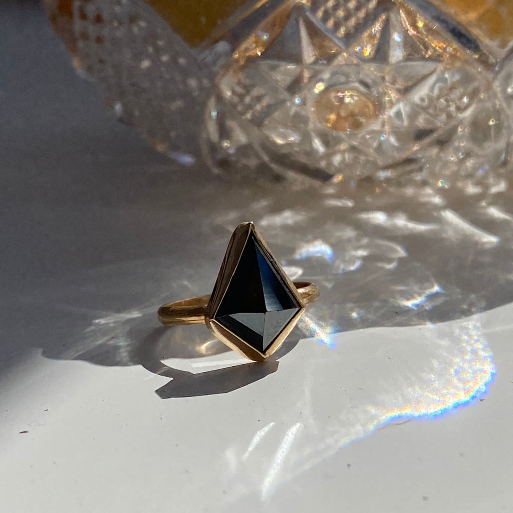 14K Power Ring Kite Shape Hematite Ring Chelsea Leigh Jewelry