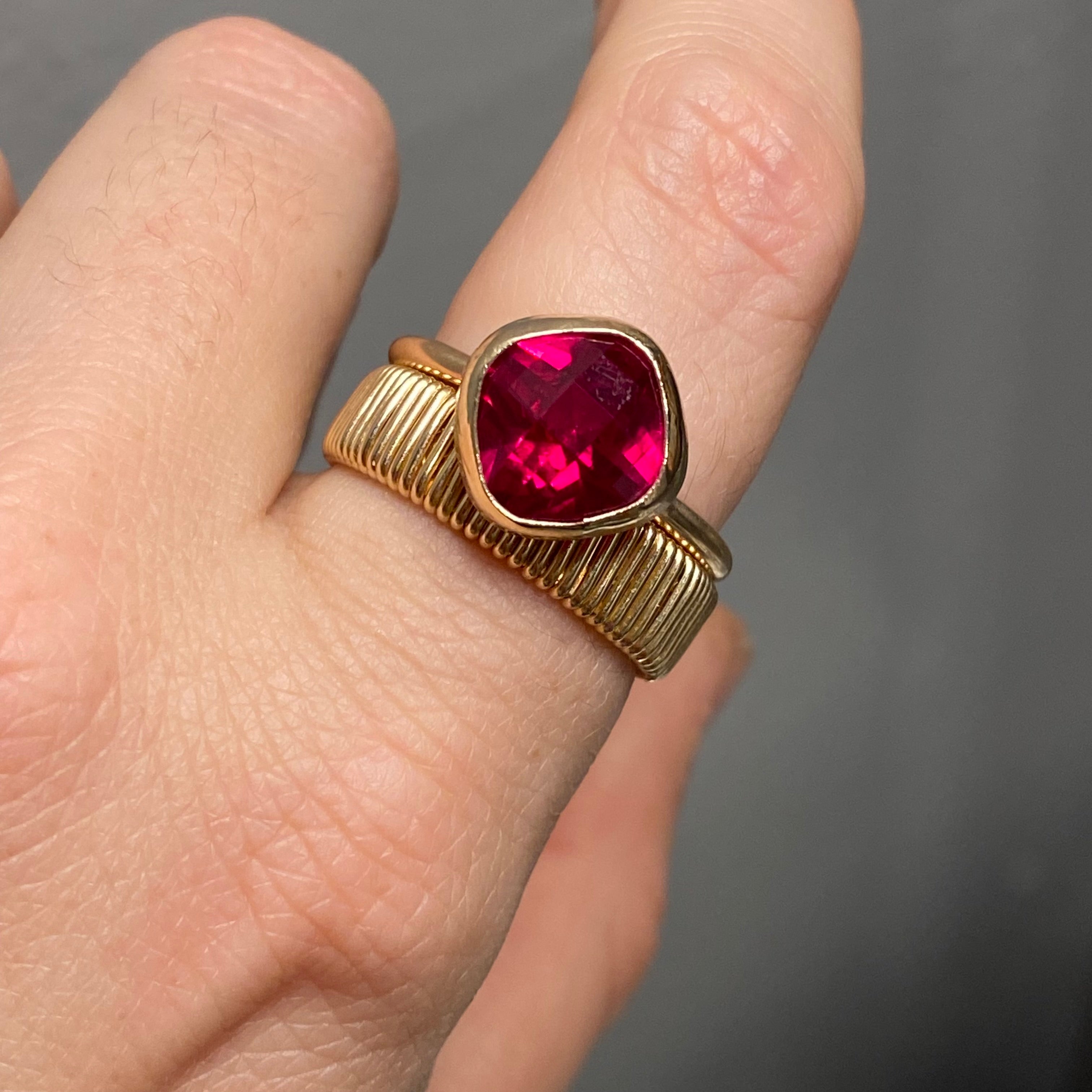 Queen of Hearts Checker Cut Ruby Ring | Chelsea Leigh Jewelry
