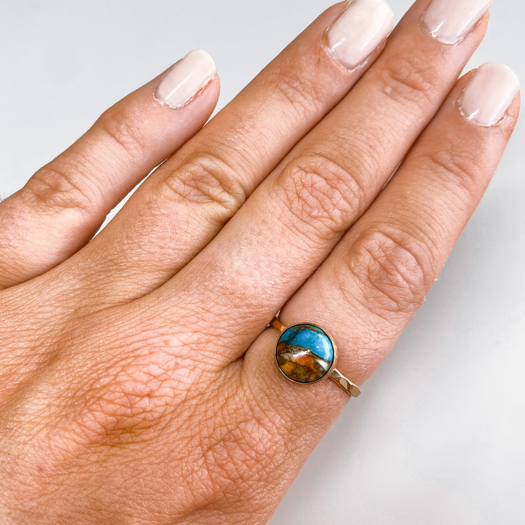 10MM Spiny Oyster Copper Turquoise Ring
