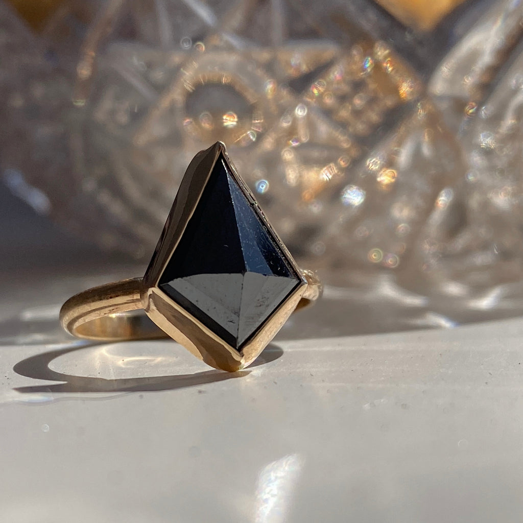 14K Power Ring | Kite Shape Hematite Ring